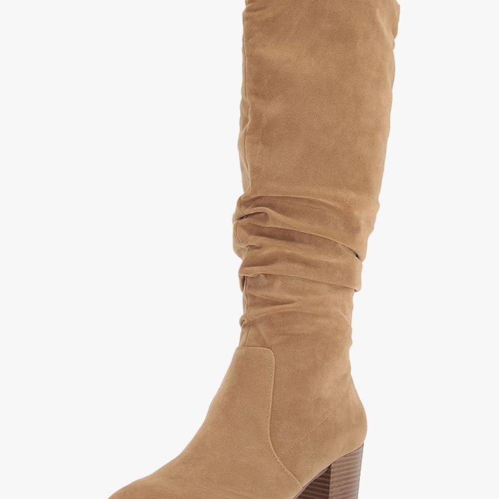 Amazon Essentials Women's Tan Heeled Boots - sz 8 wide calf